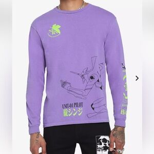 NEVER WORN! NEON GENESIS EVANGELION UNIT 01 Purple Graphic Long Sleeve Shirt